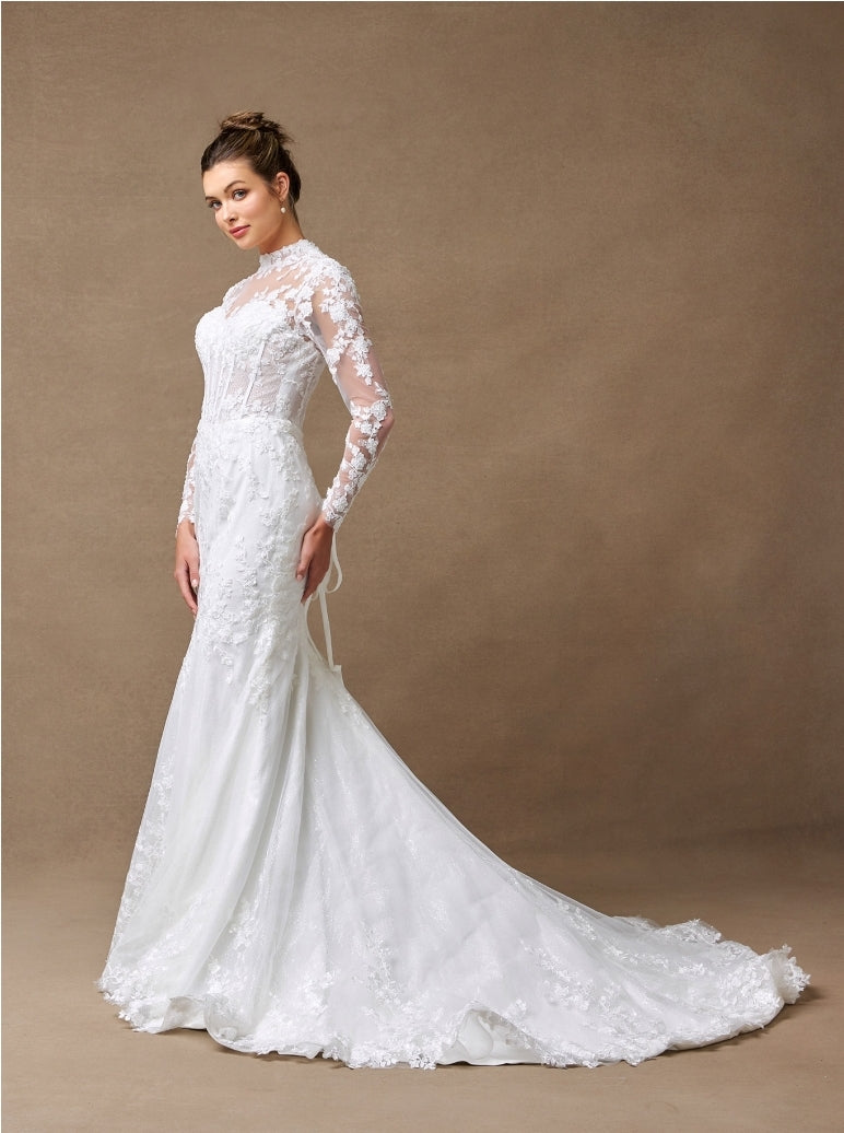 Bicici & Coty BGW2446 - Long Sleeve Lace Wedding Gown