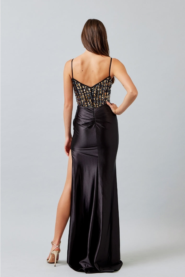 Bicici & Coty SP88831 - Corset Gown with Slit