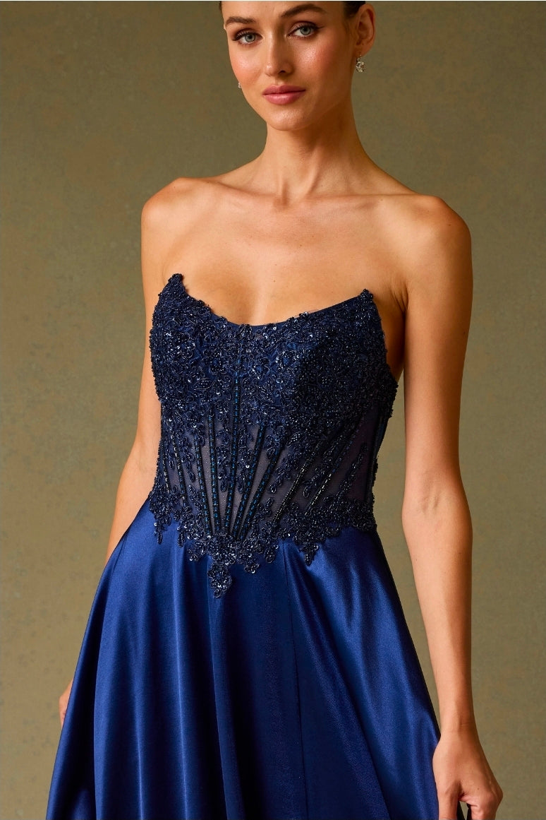 Bicici & Coty AC039 - Strapless Scoop Neckline Gown