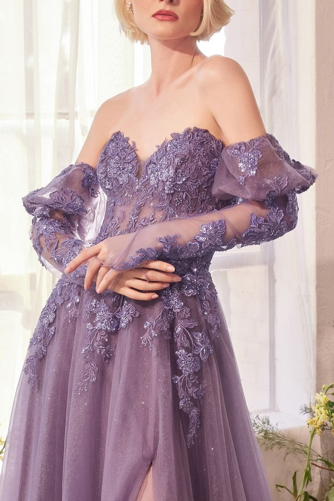 Cd0181 Flower Applique Prom Dress Andrea Leo A1398 Strapless