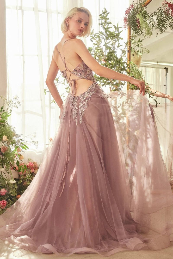 Andrea & Leo A1419 - English Violet A-line Gown