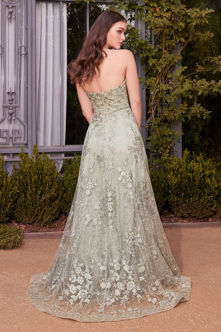 Andrea & Leo A1446 - Floral Lace Gown with Cape