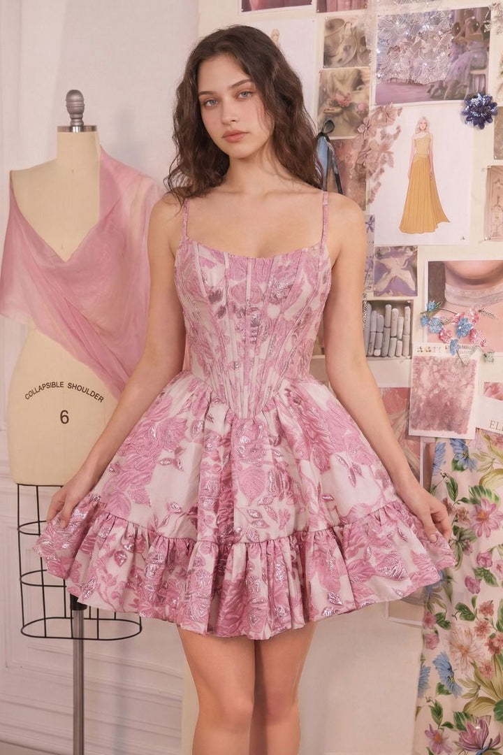 Andrea & Leo A1522 - Structured Bodice Fit and Flare Mini Dress