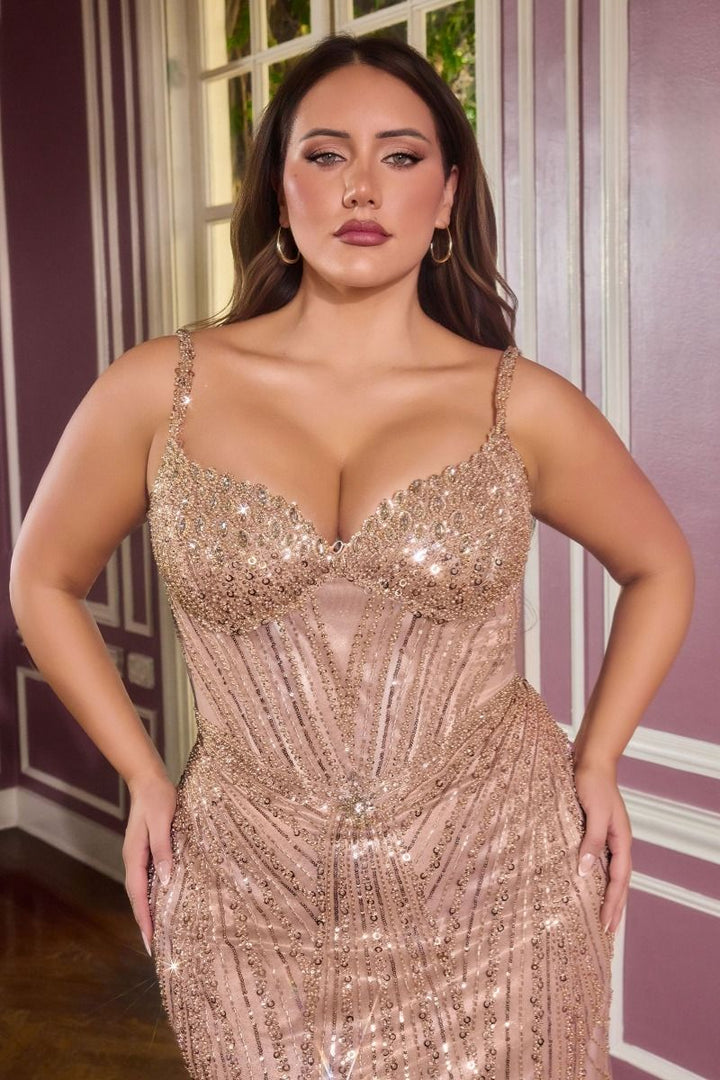 La Divine CC398C - Plus Size Beaded Gown