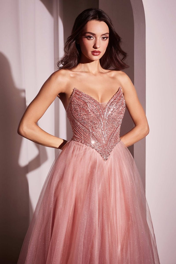 La Divine CC415 - Strapless Beaded Tulle Ball Gown