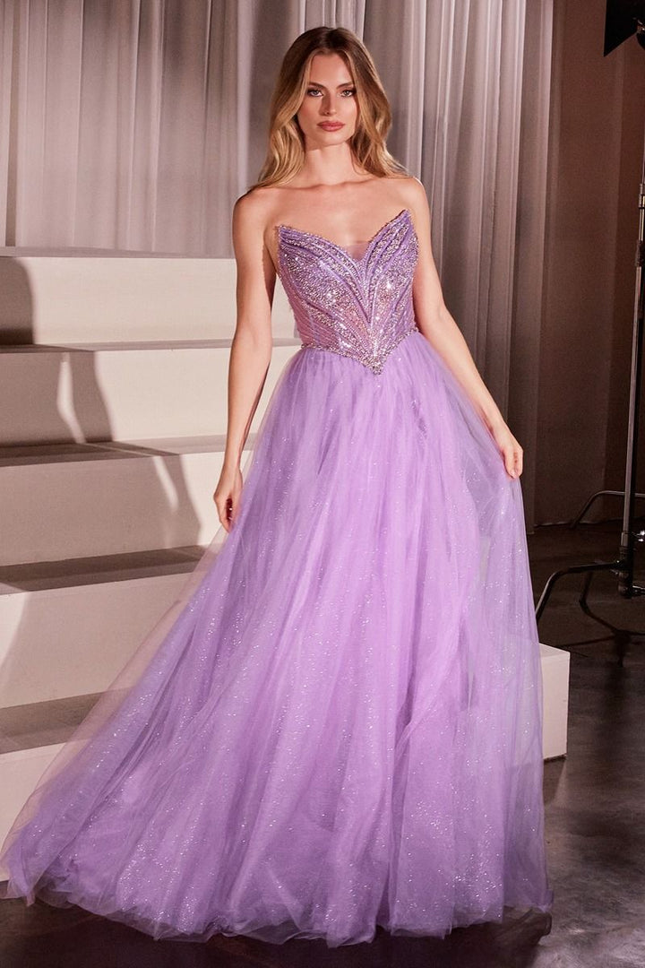 La Divine CC415 - Strapless Beaded Tulle Ball Gown