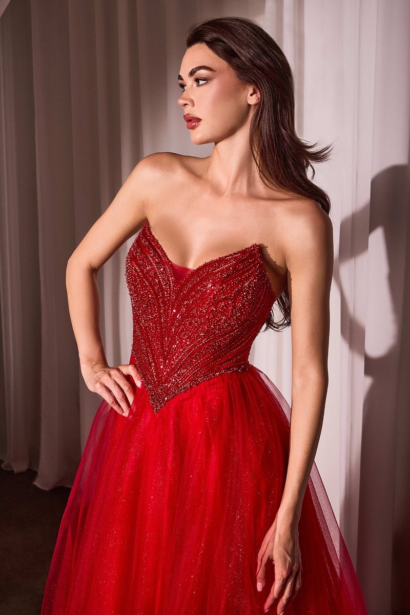 La Divine CC415 - Strapless Beaded Tulle Ball Gown