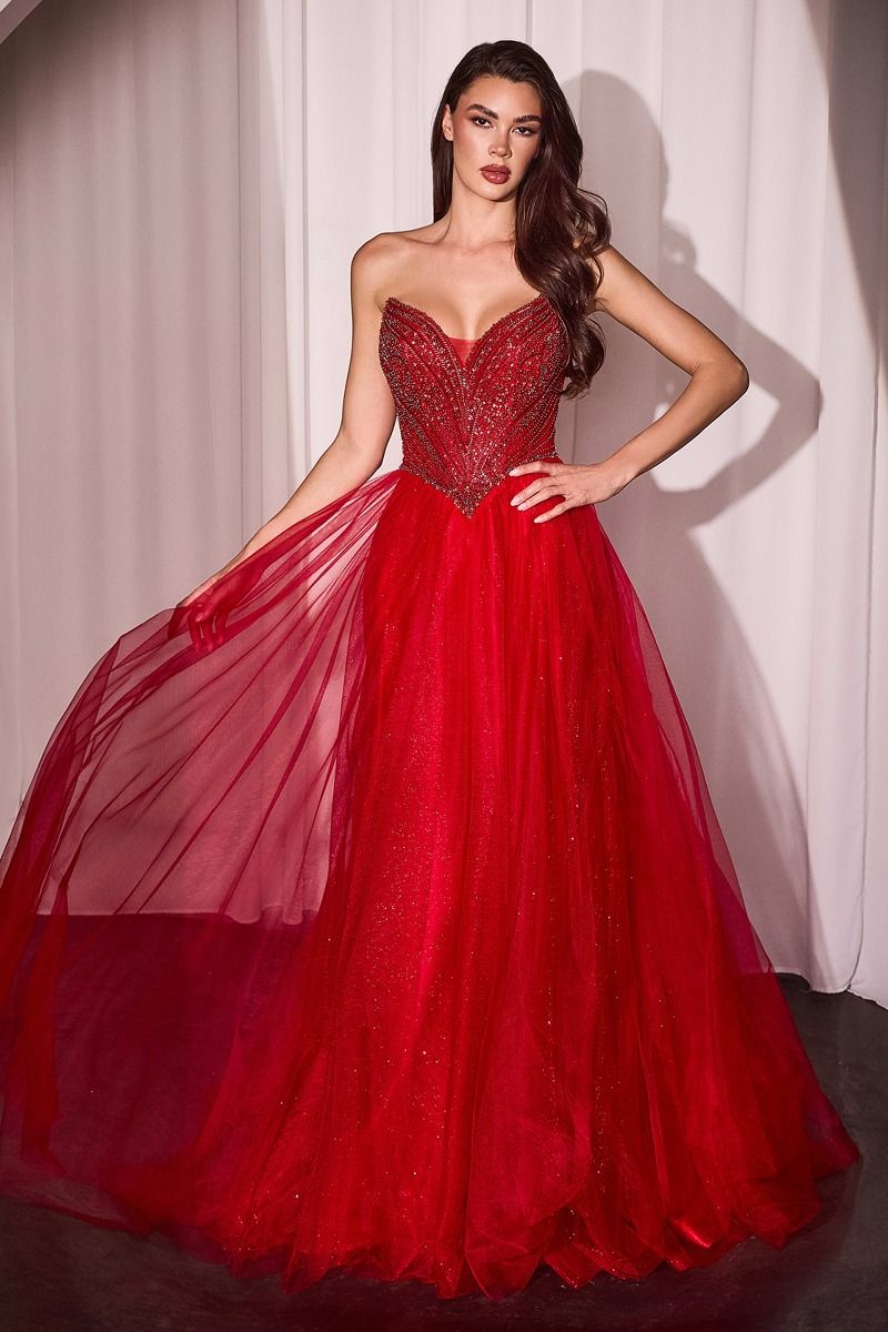 La Divine CC415 - Strapless Beaded Tulle Ball Gown