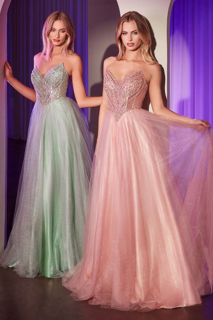 La Divine CC415 - Strapless Beaded Tulle Ball Gown