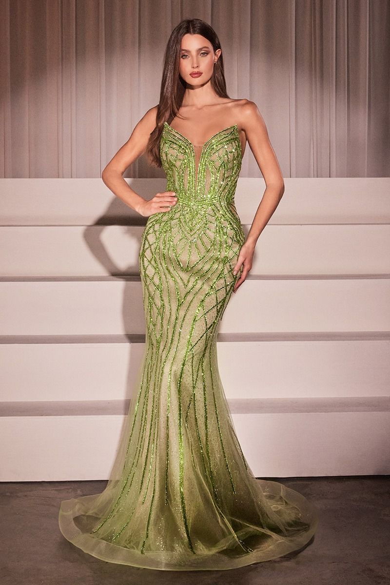 La Divine CC6018 - Crystal Strapless Embellished Mermaid Gown