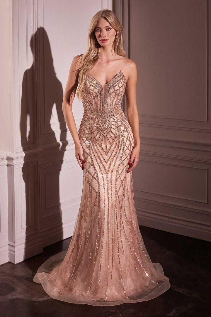 La Divine CC6018 - Crystal Strapless Embellished Mermaid Gown