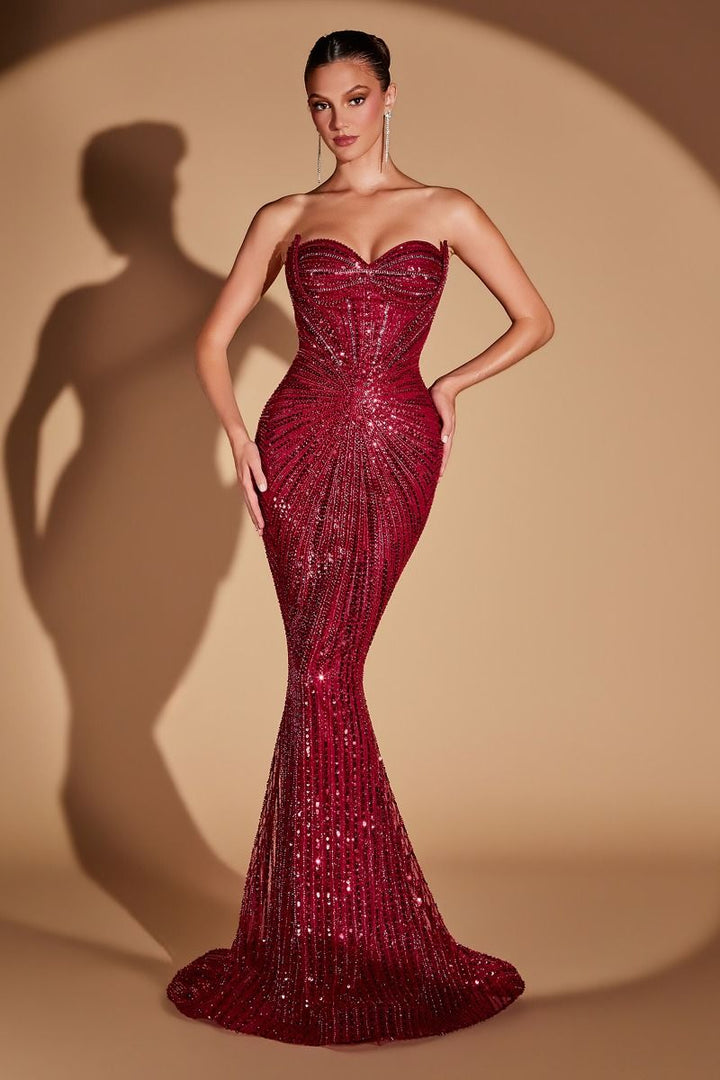 Ladivine CD0108 - Strapless Sweetheart Neckline with Sculpted Corset Inspired Detail