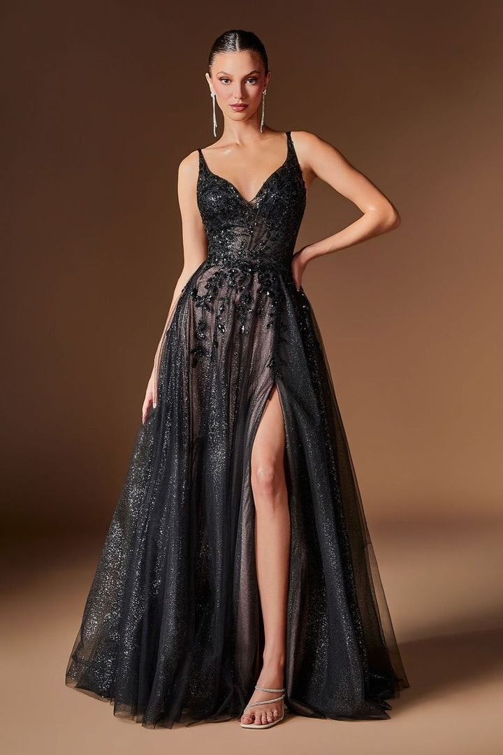 Ladivine CD2412 - Light Weight Sweetheart A Line Gown with Floral Applique