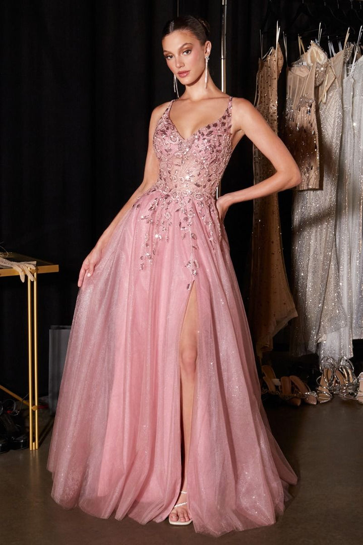 Ladivine CD2412 - Light Weight Sweetheart A Line Gown with Floral Applique