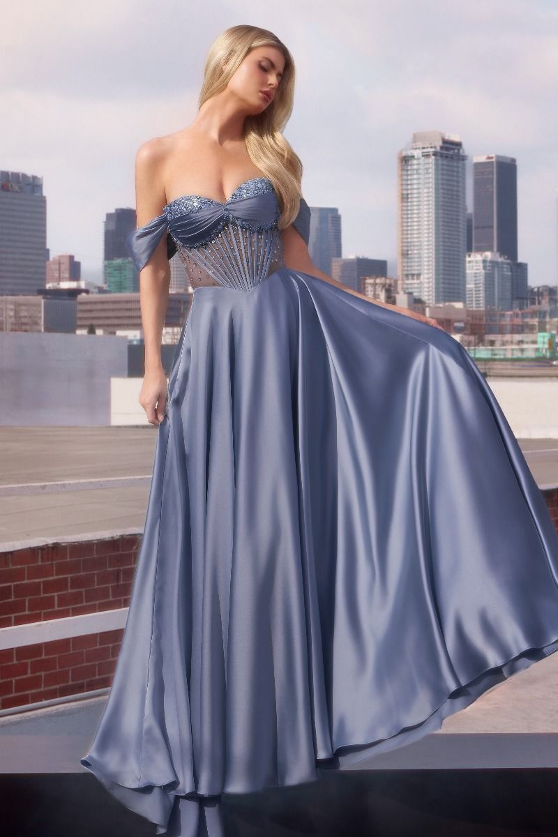 La Divine CD297 - Strapless Beaded Satin A Line Dress