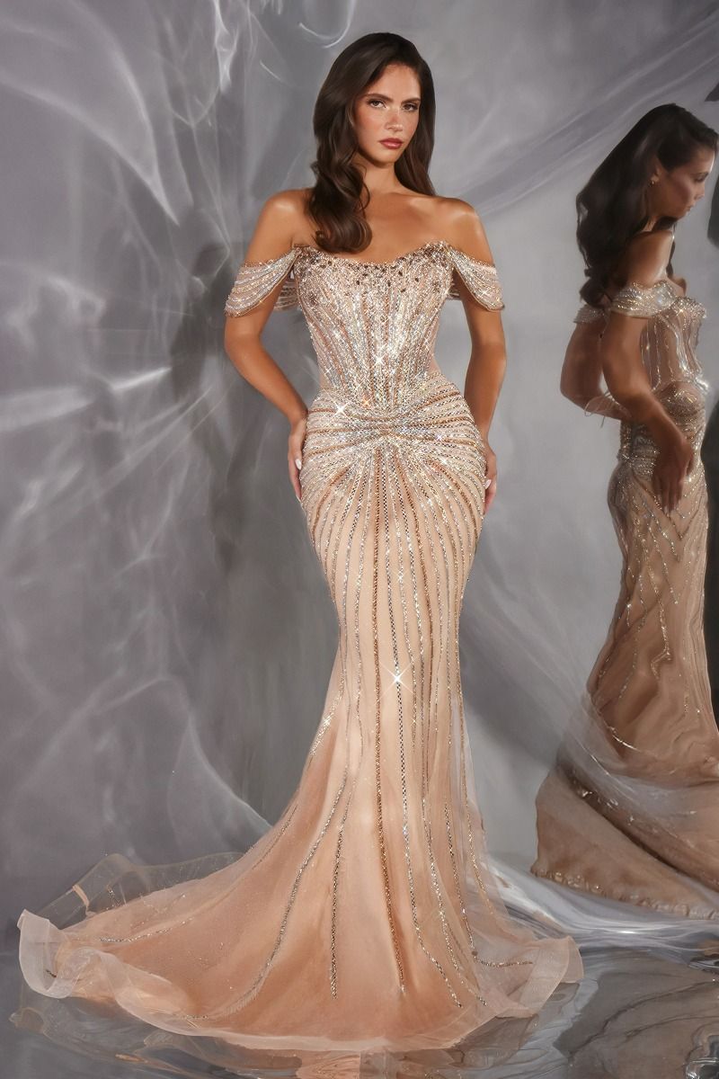 Ladivine CD654 - Off The Shoulder Fitted Mermaid Gown