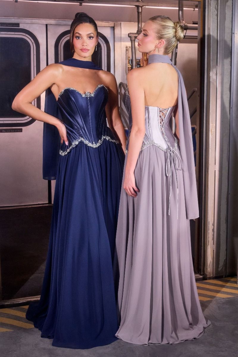 La Divine CD668 - Sculpted Bodice Satin Gown