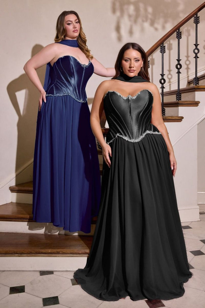 La Divine CD668 - Sculpted Bodice Satin Gown