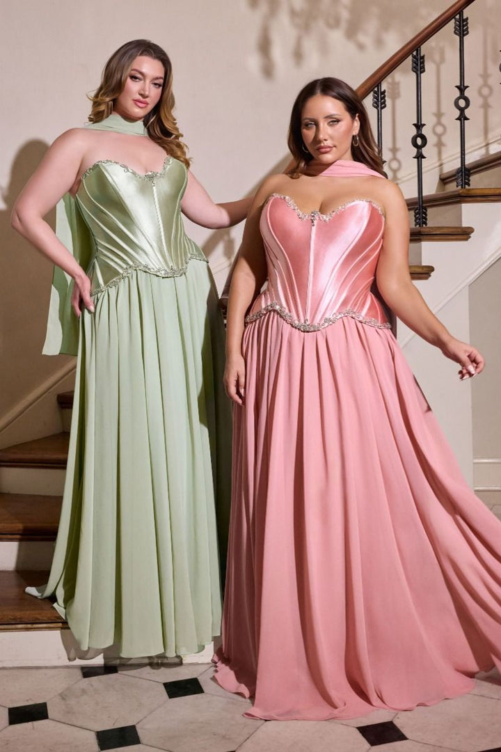 La Divine CD668 - Sculpted Bodice Satin Gown