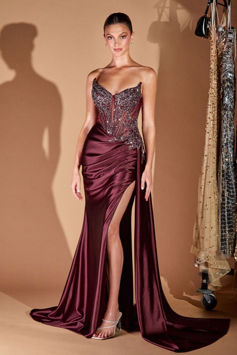 La Divine CD722 - Beaded Corset with Satin Skirt and Sash