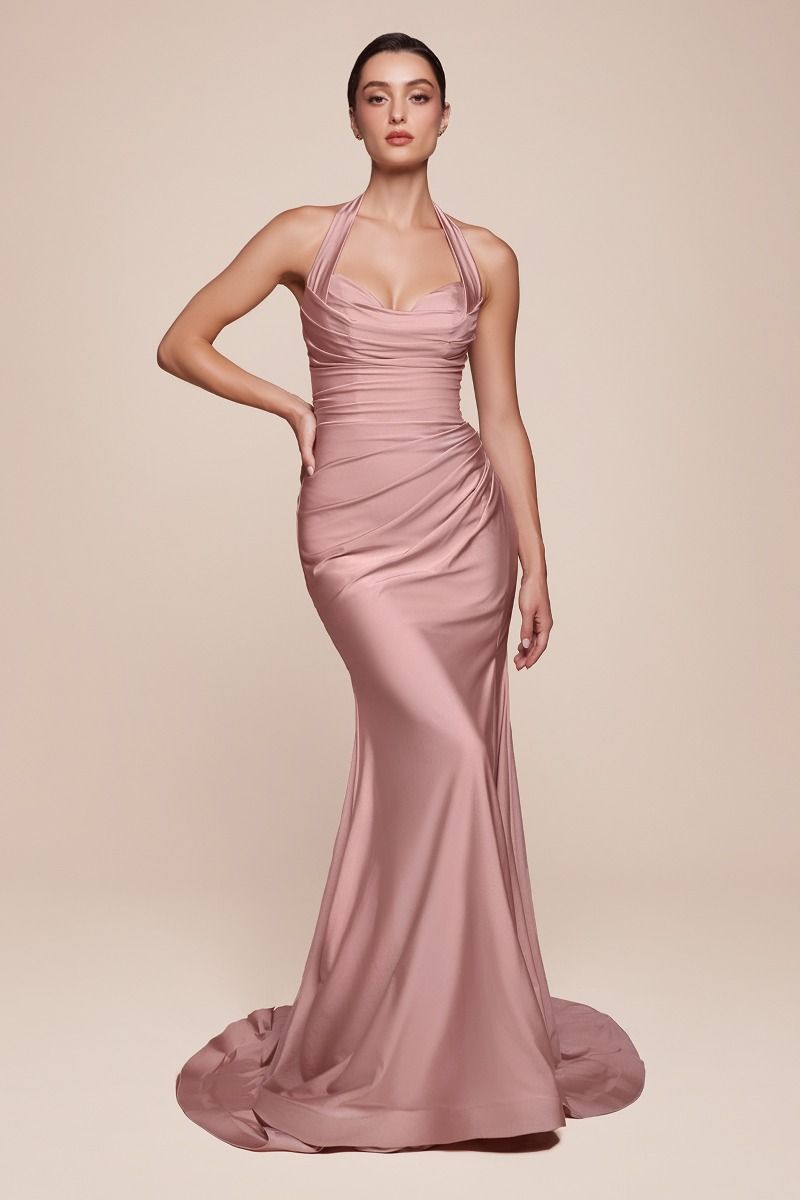 La Divine CD796 - Halter Top Fitted Gown