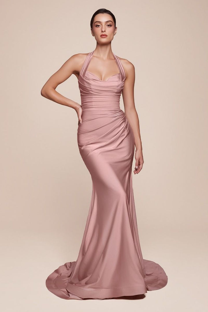 La Divine CD796 - Halter Top Fitted Gown