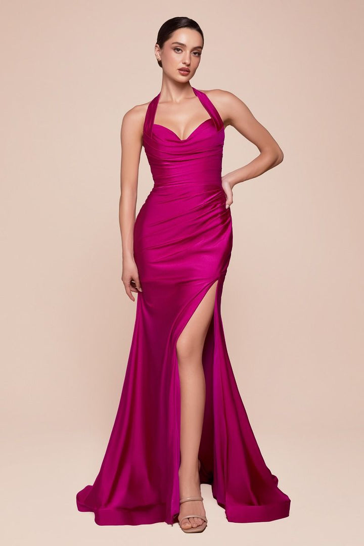 La Divine CD796C - Halter Top Fitted Gown