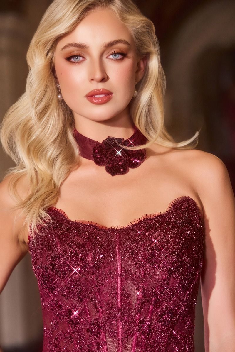 La Divine CDS550 - Strapless Lace Gown with Matching Choker