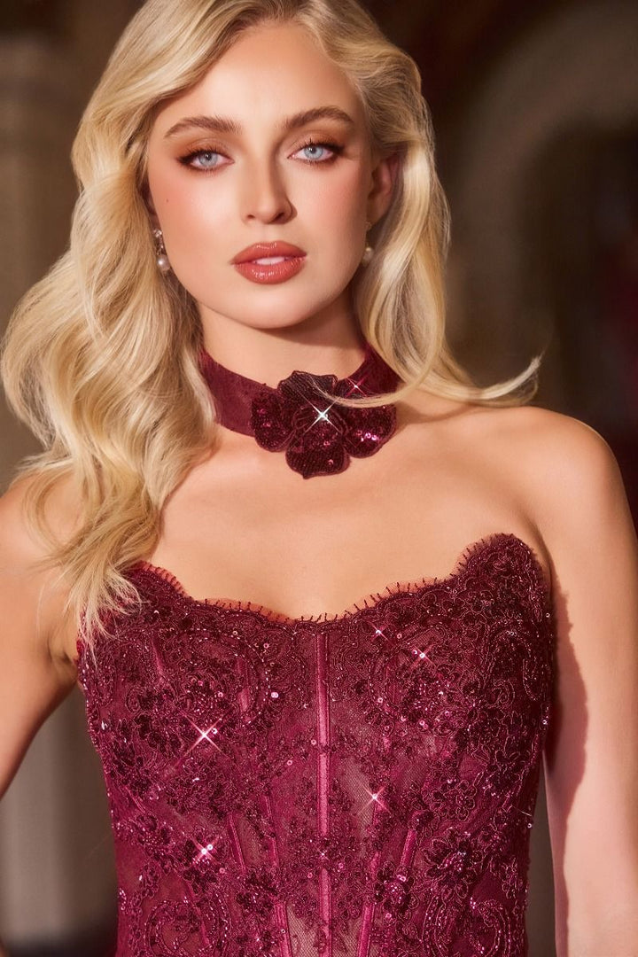 La Divine CDS550 - Strapless Lace Gown with Matching Choker