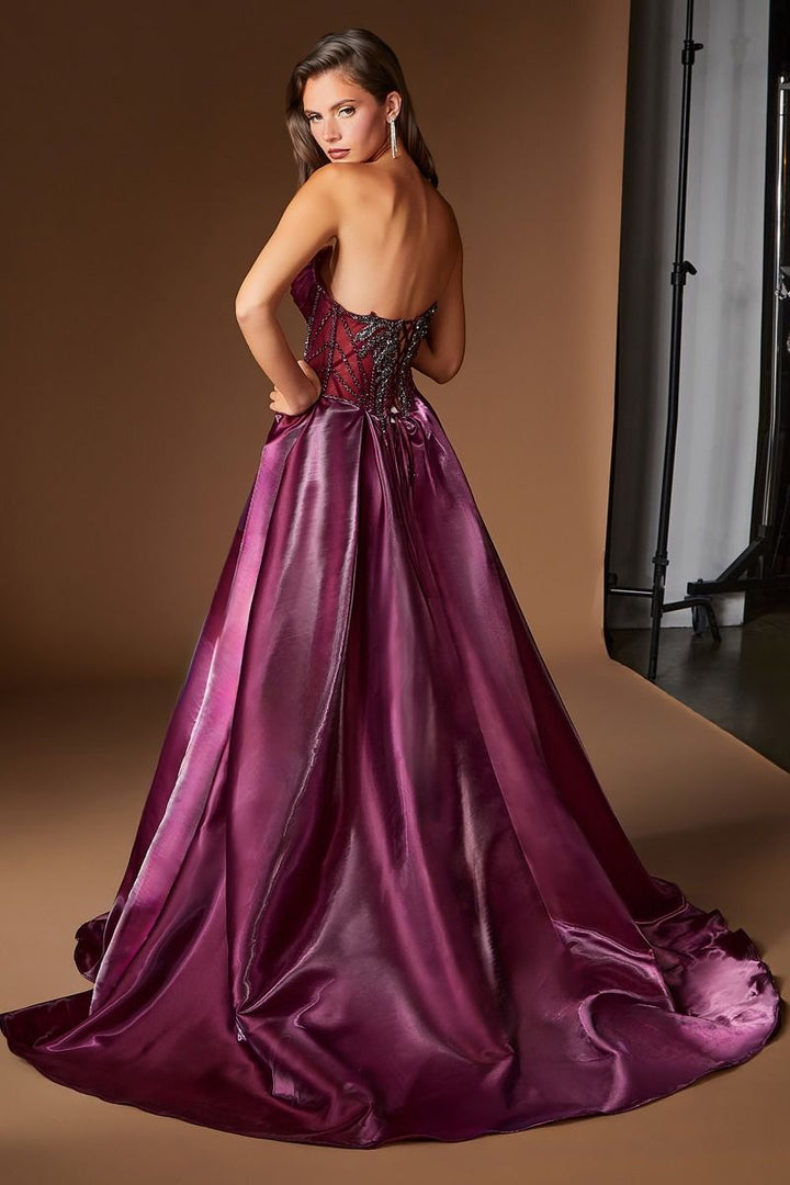 La Divine CDS568 - Fitted Strapless Organza Gown with Overskirt