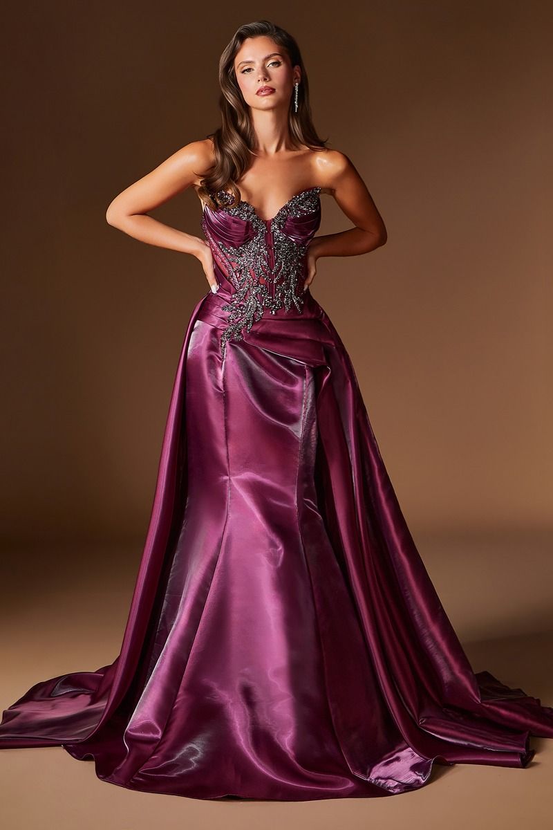 La Divine CDS568 - Fitted Strapless Organza Gown with Overskirt