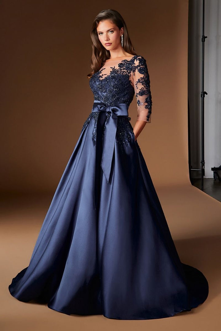 La Divine CDS569 - Long Sleeve Ball Gown with Lace Detail
