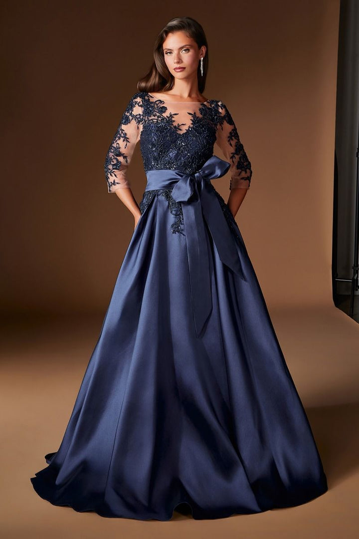 La Divine CDS569 - Long Sleeve Ball Gown with Lace Detail