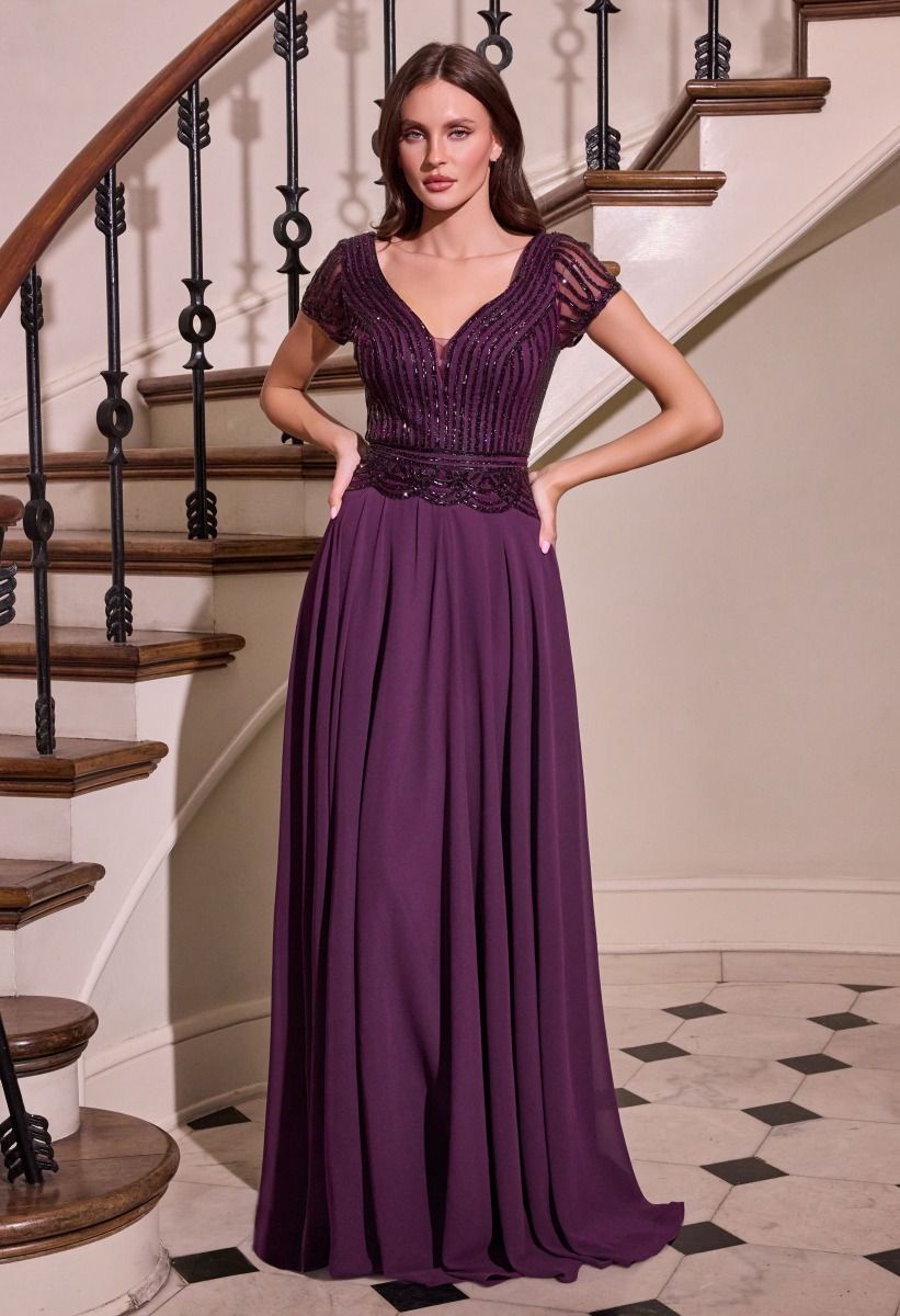 La Divine CL07 - A Line Chiffon Beaded Gown