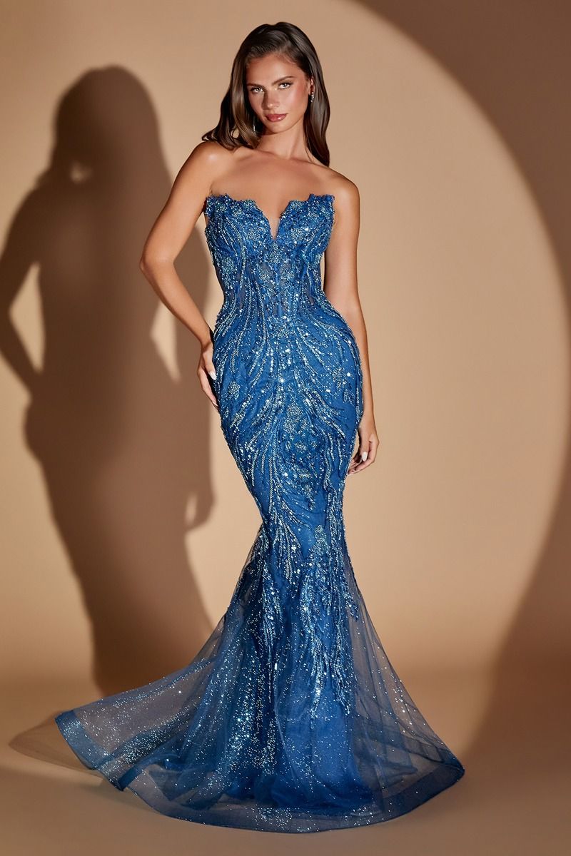 La Divine CM393 - Fitted Gown with Detachable Overskirt and Intricate Embellishments