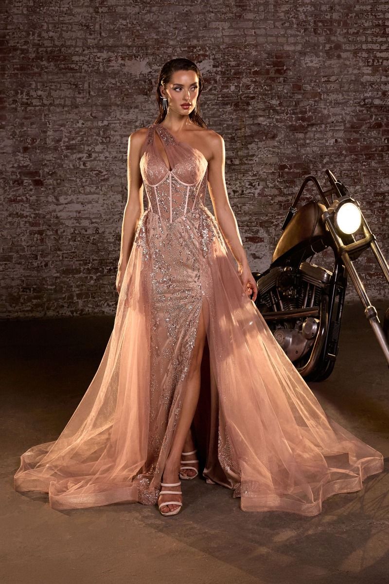La Divine J869 - One Shoulder Tulle Gown