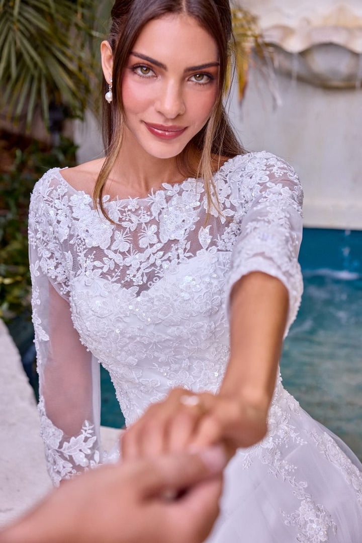 La Divine J883W - Lace Detail Ball Gown