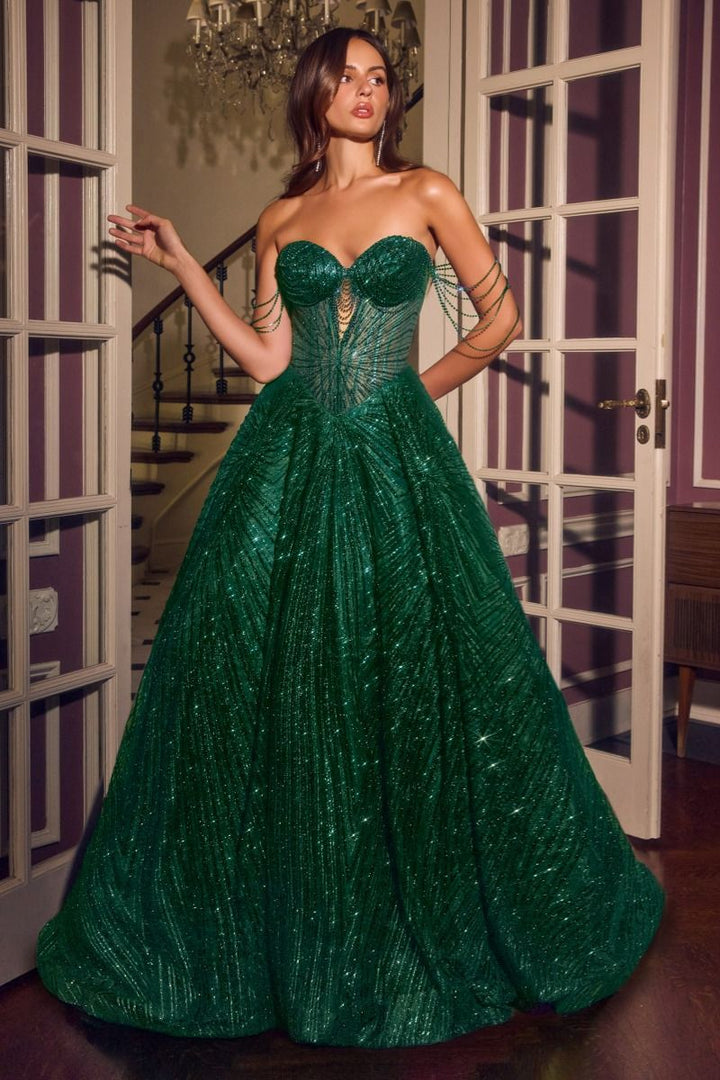 La Divine J915 - Off the Shoulder Glitter Gown