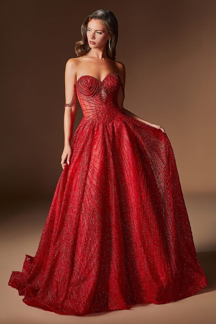 La Divine J915 - Off the Shoulder Glitter Gown