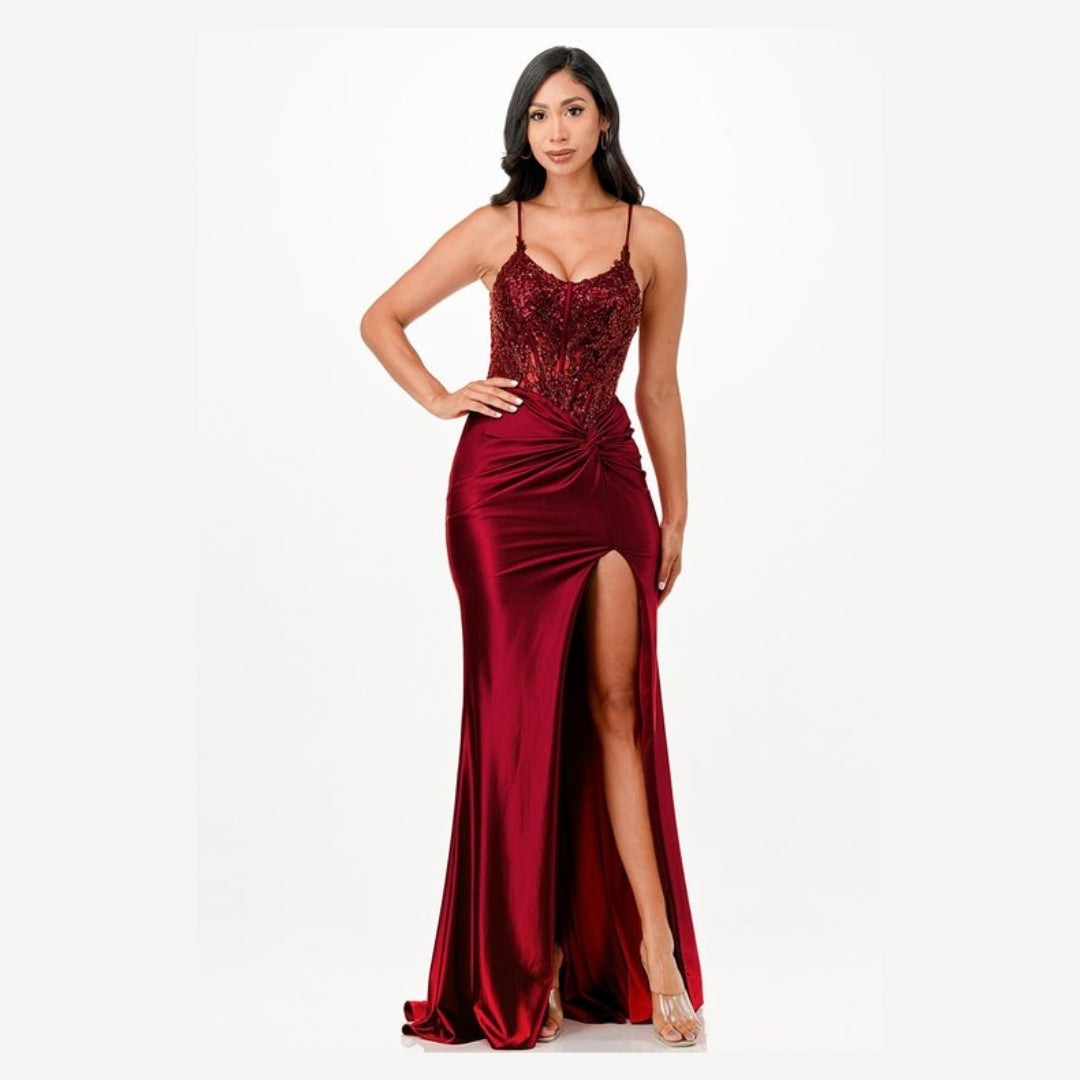 scala red sequin dress Scala 61316 Long Beaded Sequin Formal Prom Dress - Red - Size 00