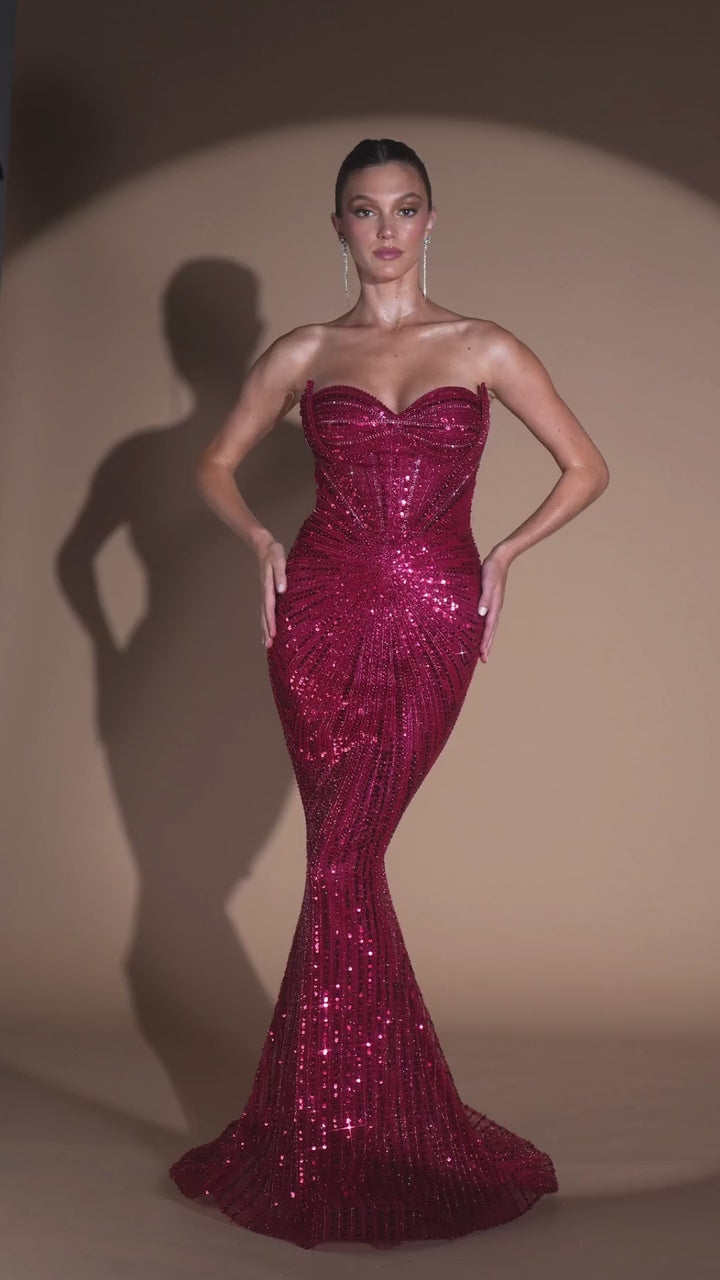 Ladivine CD0108 - Strapless Sweetheart Neckline with Sculpted Corset Inspired Detail
