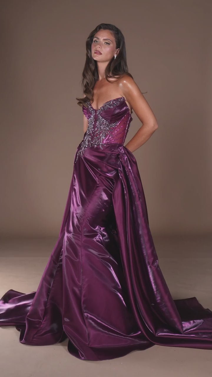 La Divine CDS568 - Fitted Strapless Organza Gown with Overskirt