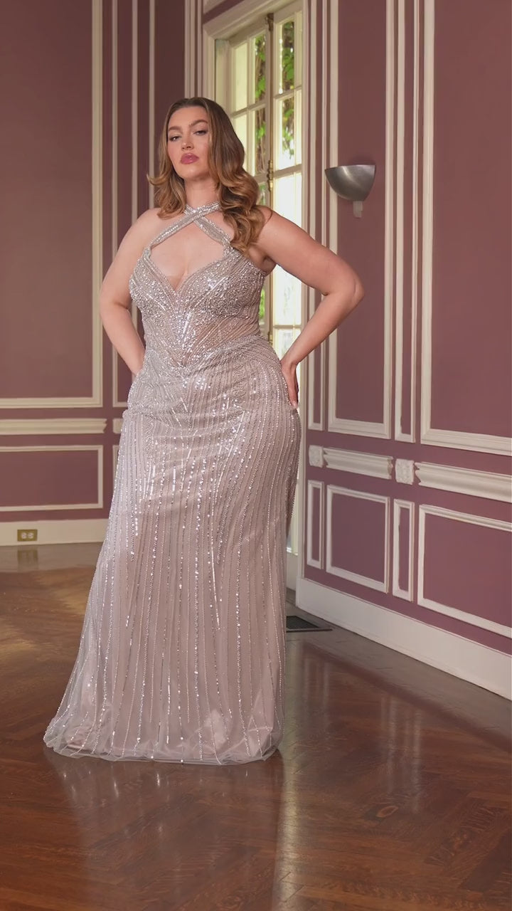 La Divine CC398C - Plus Size Beaded Gown