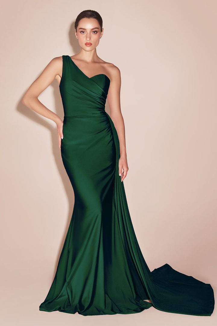 La Divine PT004 - One Shoulder Stretch Satin Gown