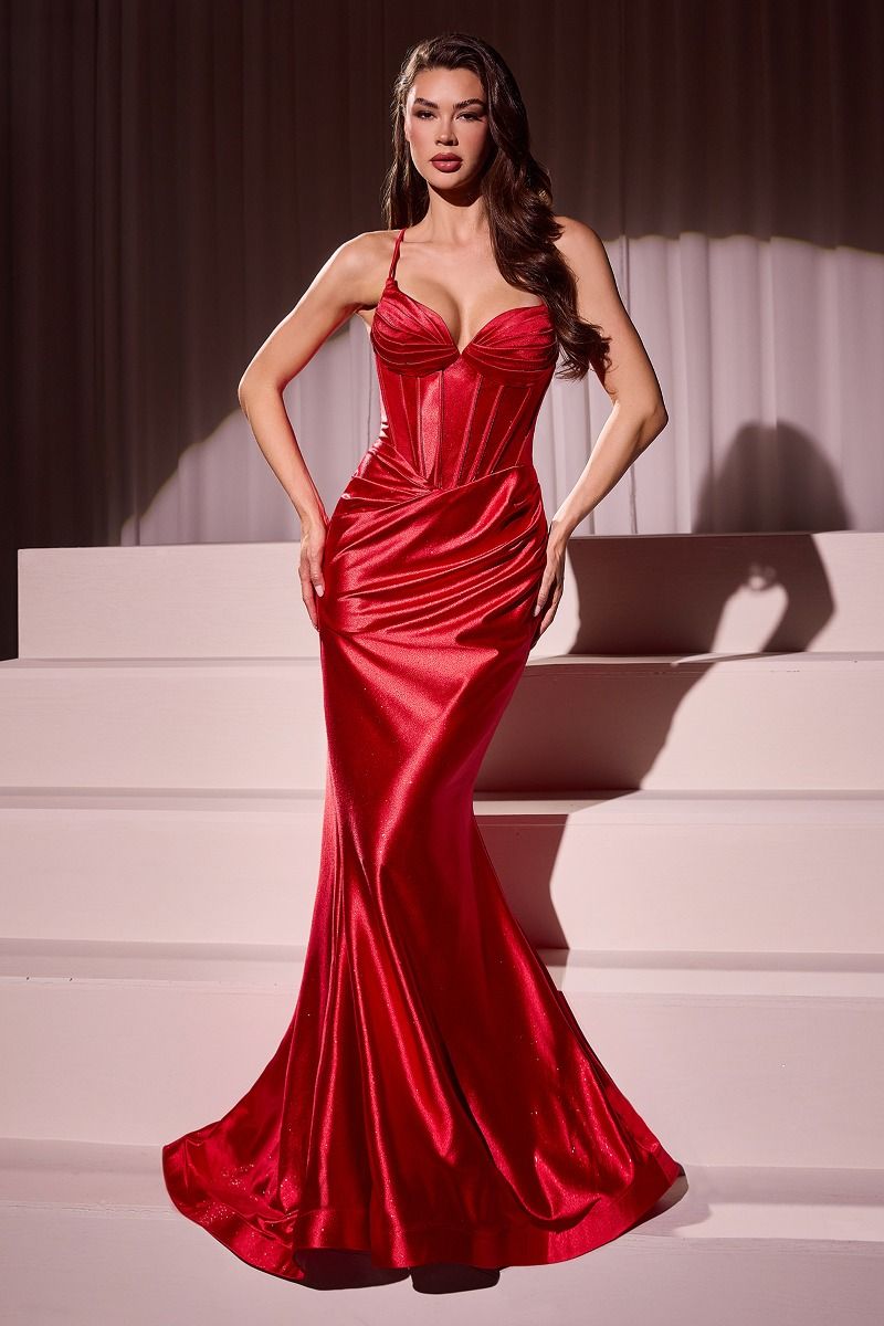 La Divine CC2397 - Glitter Dusted Stretch Satin Gown