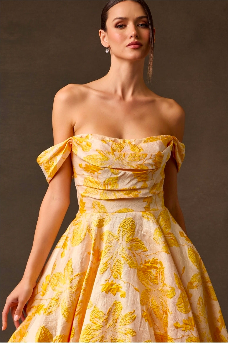 Bicici & Coty AN2540 - Yellow Floral Gown with Pockets