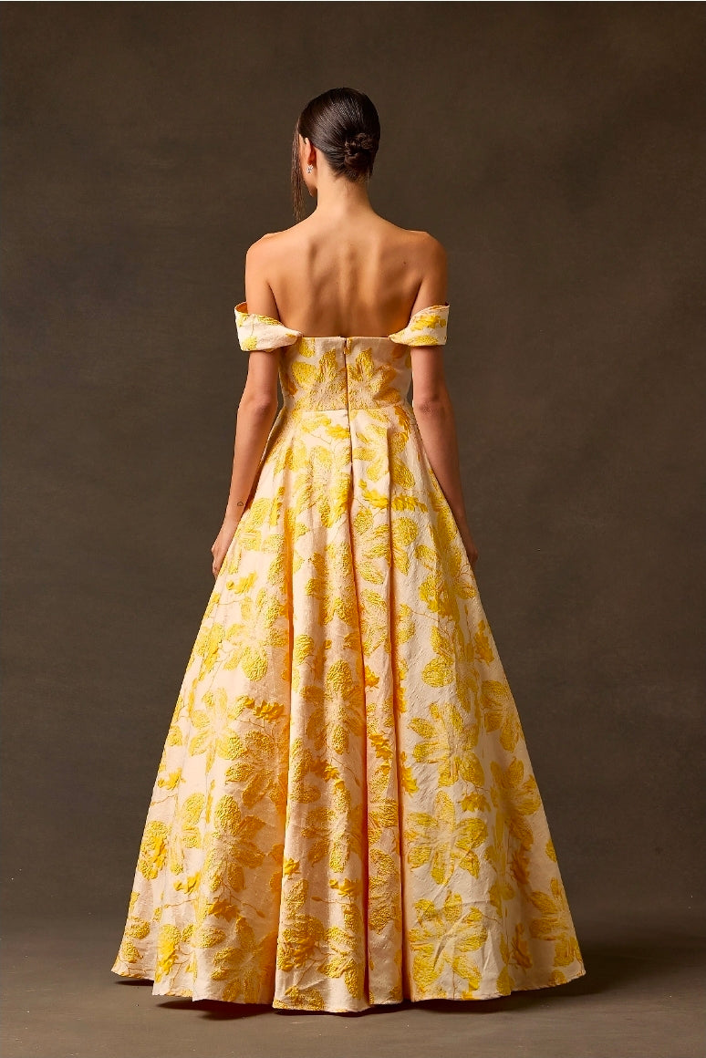Bicici & Coty AN2540 - Yellow Floral Gown with Pockets