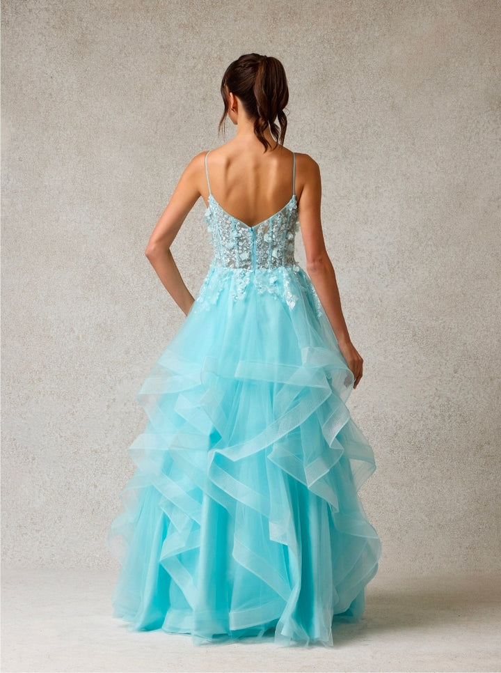 Bicici & Coty YD1445 - Floral Ruffle Gown