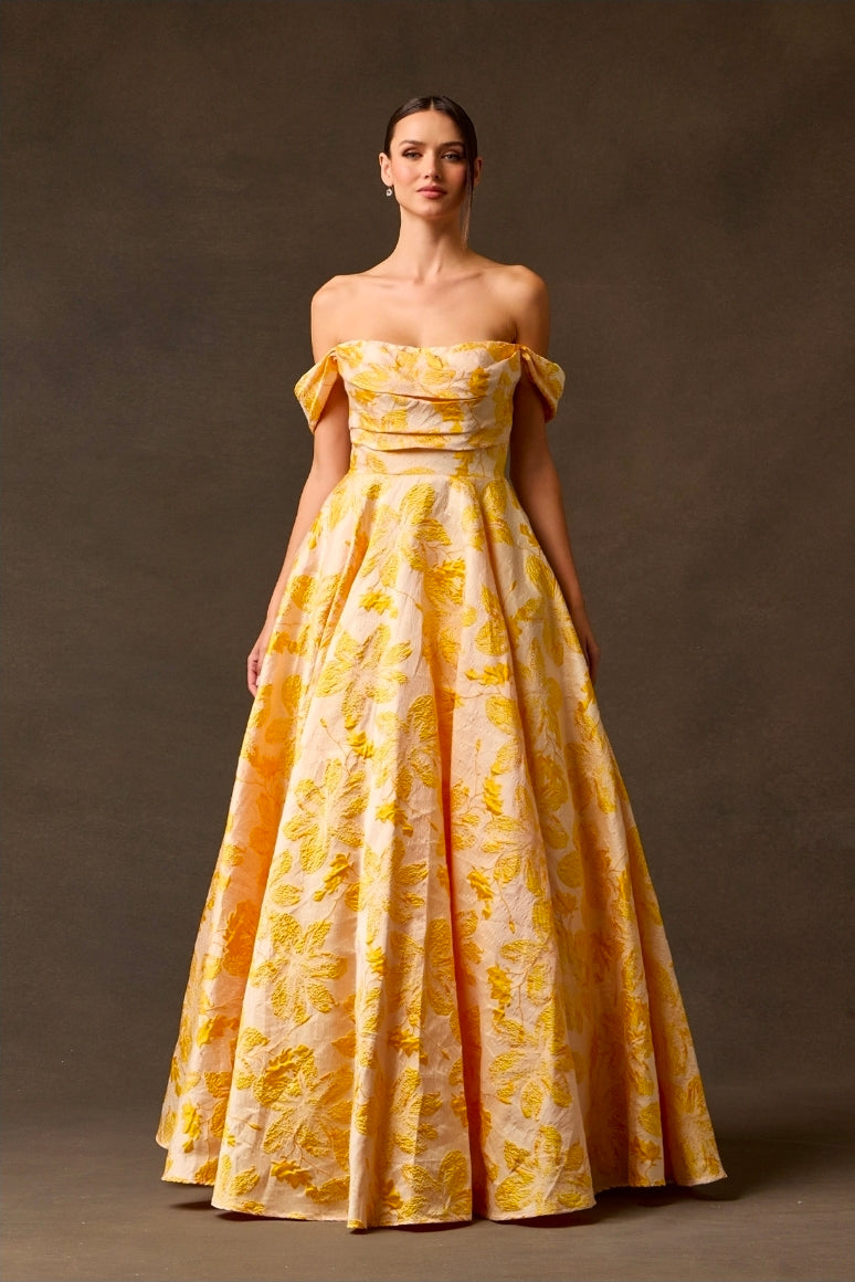 Bicici & Coty AN2540 - Yellow Floral Gown with Pockets