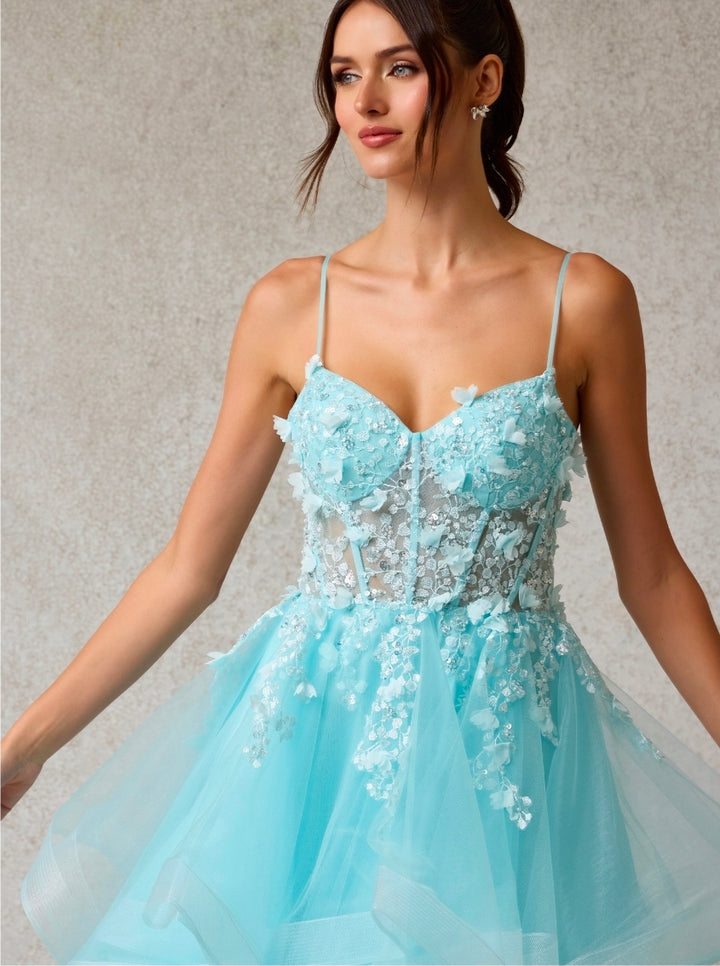 Bicici & Coty YD1445 - Floral Ruffle Gown